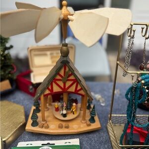 Wooden Holiday Carousel with Figures